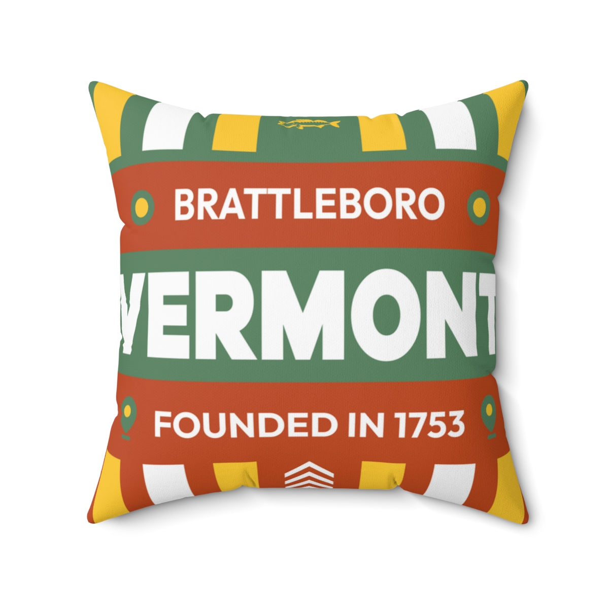 20"x20" pillow design for Brattleboro, Vermont Top view.
