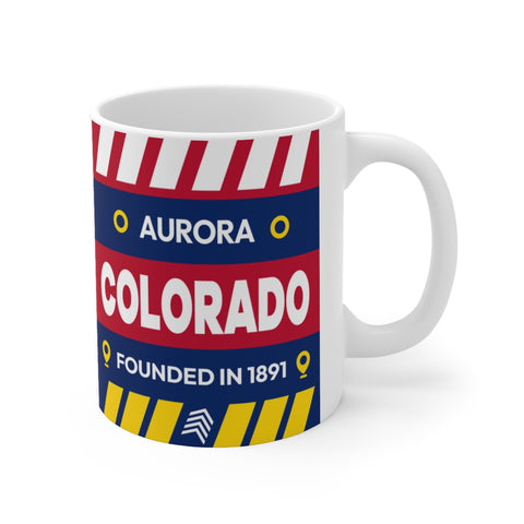 11oz Ceramic mug for Aurora, Colorado Side view