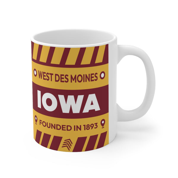 11oz Ceramic mug for West Des Moines, Iowa Side view