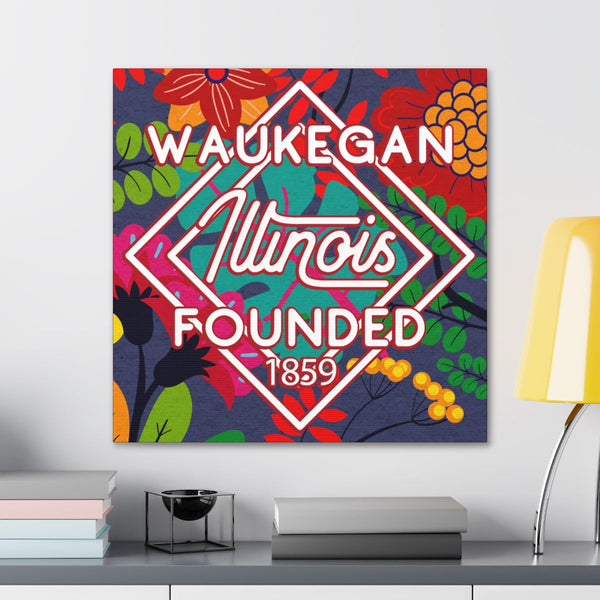 24x24 artwork of Waukegan, Illinois in context -Alpha design