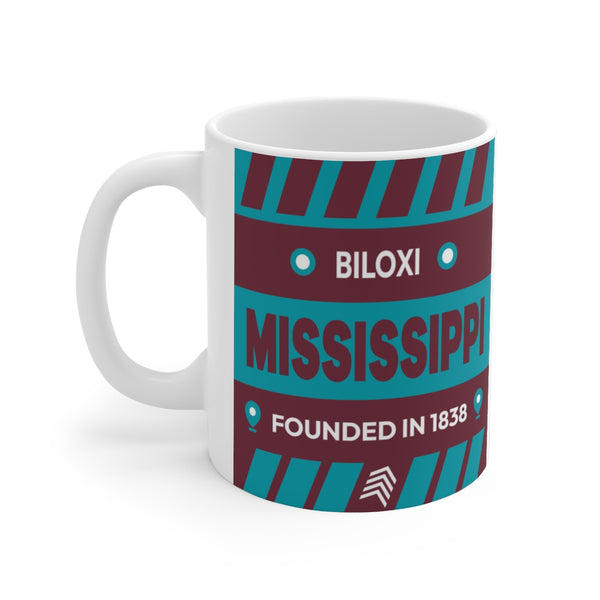 11oz Ceramic mug for Biloxi, Mississippi Side view