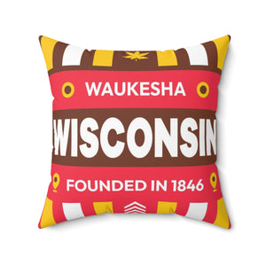 20"x20" pillow design for Waukesha, Wisconsin Top view.