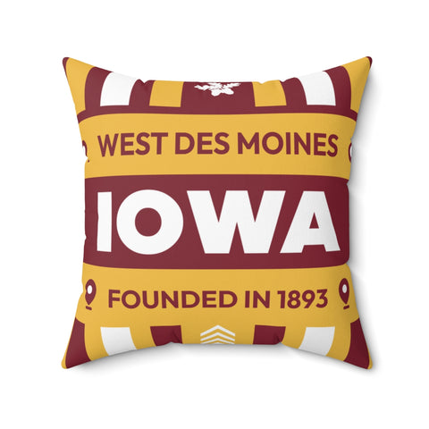 20"x20" pillow design for West Des Moines, Iowa Top view.