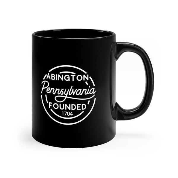 11oz black ceramic mug for Abington, Pennsylvania Side view